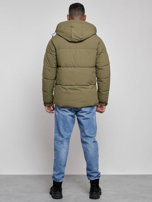 Куртка молодежная мужская зимняя с капюшоном цвета хаки 8356Kh - Wonderrman фото 5
