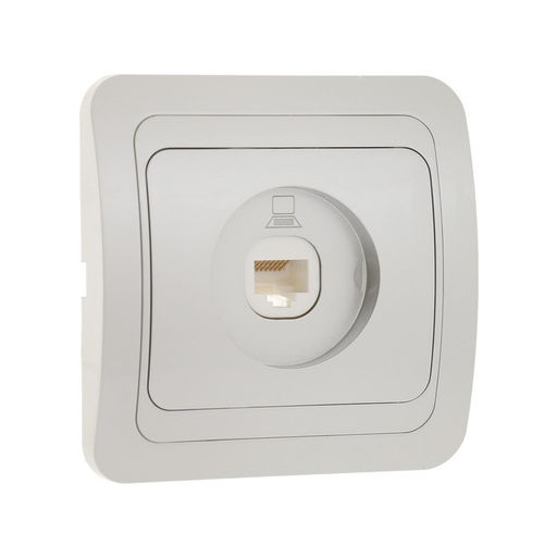 Розетка компьютерная Luazon Lighting «Орион», скрытая, IP20, одноместная, серебристая