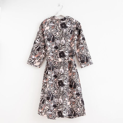 Халат женский Этель «Леопард» рукав 3/4, размер 46-48, вафля 200 г/м², 100% хлопок