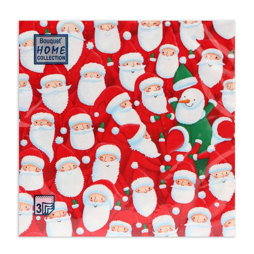 Цена за 2 шт. Салфетки новогодние бумажные Home Collection Веселые деды морозы, 3 слоя, 33?33 см, 20 шт.