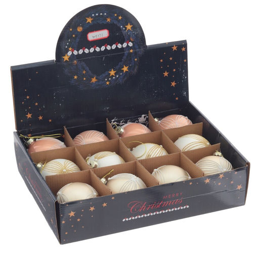 Набор из 12шт Украшение новогоднее "Шар", D 8 см, L34 W25 H9 см