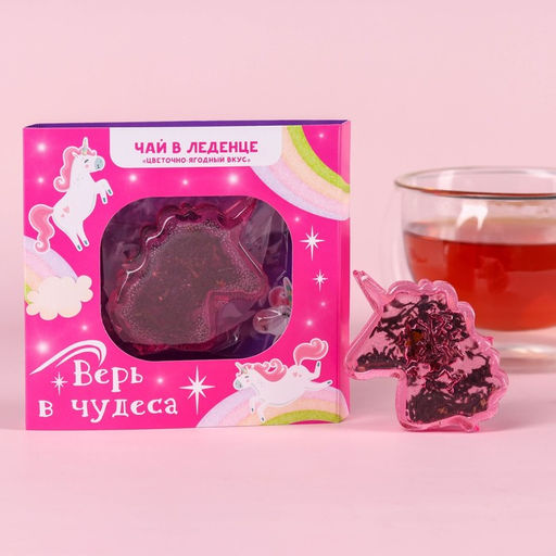 Чай в леденце Верь в чудеса на открытке, единорог, 40 г.