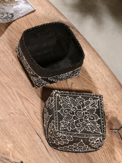 Корзинка плетёная «Бонтанг», 16×16×12 см, бамбук, тёмная