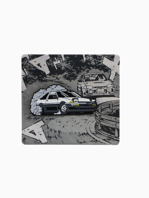 Значок Япония AE-86, цвет чёрно-белый в чёрном металле