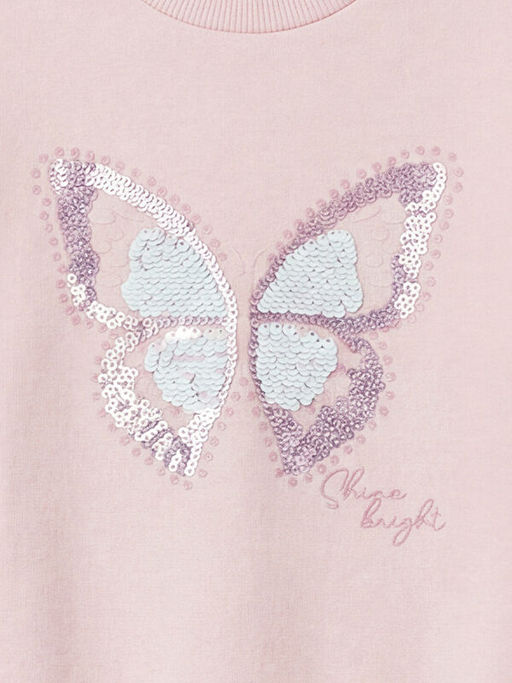 Kelebek Payetli K?z ?ocuk Sweatshirt