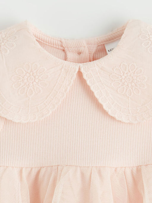 Bebe Yaka T?l Detayl? K?z Bebek Elbise