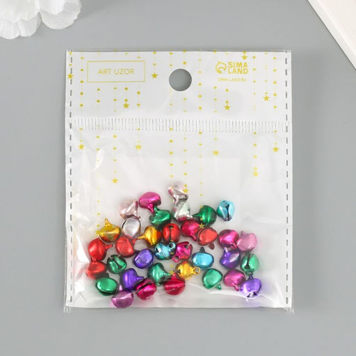 Набор декора для творчества металл Колокольчики цветные вес 5 гр, d-0,7 см, 12х10 см - Арт узор фото 5