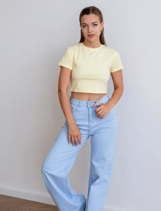 K12711 Футболка OVER SIZE (плотный хлопок) СВ_ЖЕЛТЫЙ