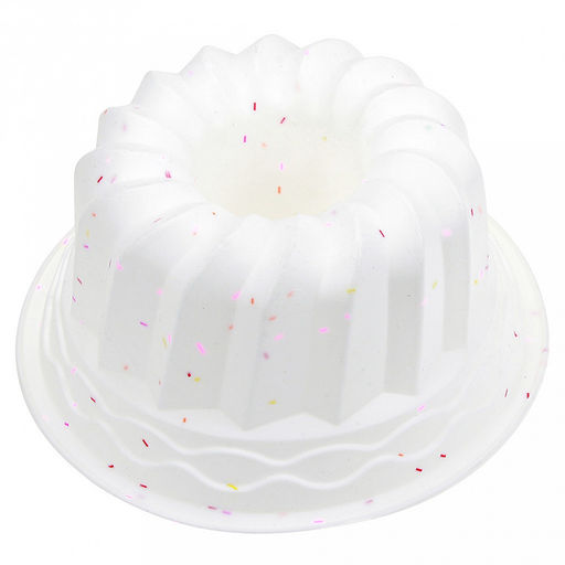 "Конфетти" Форма силиконовая для выпекания "Кекс" д23,5см h10,5см, цвет - белый (Китай)