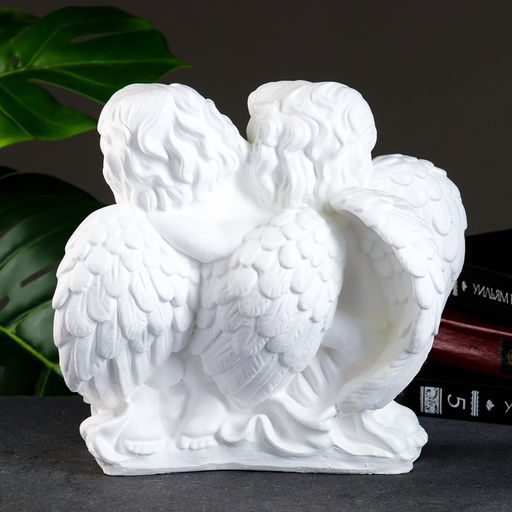 Фигурка светящаяся в темноте Пара ангелов сидя, 29?14?28 см, белая