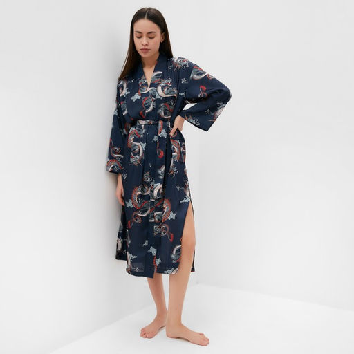 Халат домашний женский KAFTAN «Дракон», размер 44-46, синий