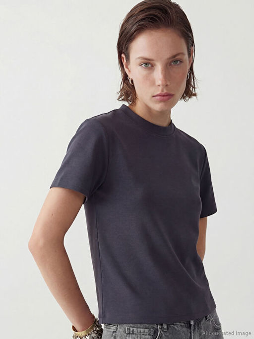 Bisiklet Yaka Kad?n Ti??rt