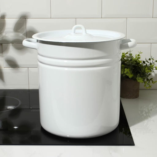 Кастрюля - бак эмалированная, 12 л, d=26 см, цилиндрическая, белая