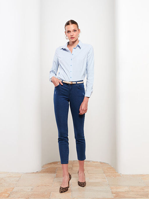 Kad?n Normal Bel Mercury Skinny Fit D?z Jean Pantolon