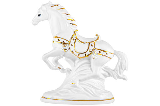 Фигурка декоративная 13*5*16,5 см Лошадь белая с золотом, фарфор - Elan gallery фото 4