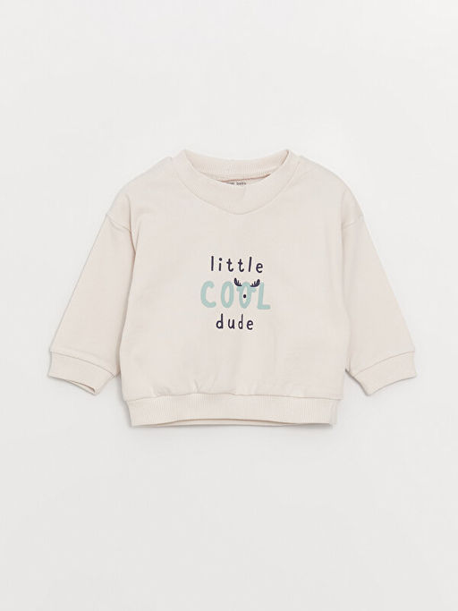 Bisiklet Yaka Uzun Kollu Bask?l? Erkek Bebek Sweatshirt ve Pantolon 2li - Waikiki фото 2