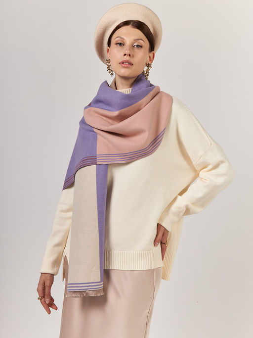 В СОСТАВЕ ШЕРСТЬ И КАШЕМИР Большой, мягкий, теплый однотонный двусторонний палантин. - Tantino фото 5