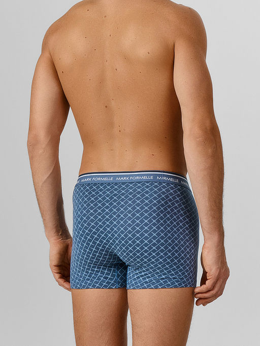 Цена за 2 штуки! Трусы боксеры мужские синие с узором - Mark formelle фото 3