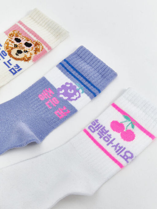 Desenli K?z ?ocuk Soket ?orap 3l?