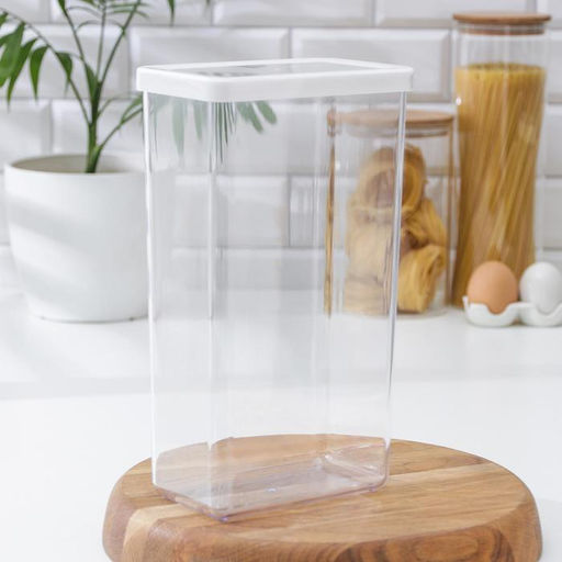 Банка для хранения сыпучих продуктов IDEA «Степ», 3.2 л, 16×10×28 см, пластик, крышка белая