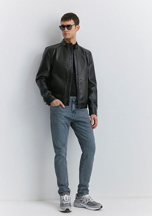 Milan Mavi Black Puslu Koyu Mavi-Gri Jean Pantolon