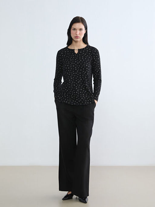 Bisiklet Yaka Desenli Bluz