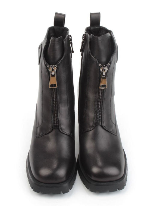 04-M3-L856 BLACK Ботильоны зимние женские (натуральная кожа, натуральный мех)