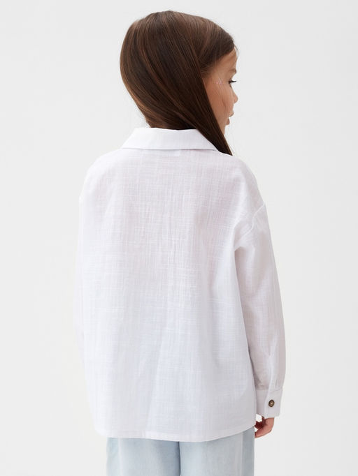 Рубашка для девочки KAFTAN: Linen, белая, размер 34 (122-128 см)