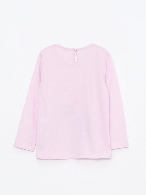 Bisiklet Yaka Uzun Kol Bask?l? Pamuklu K?z Bebek Ti??rt - Waikiki фото 2