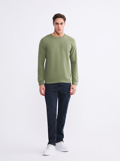 Bisiklet Yaka Erkek Kal?n Sweatshirt