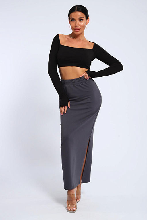 Юбка, футер (01056, черный макси) - Плиона фото 47