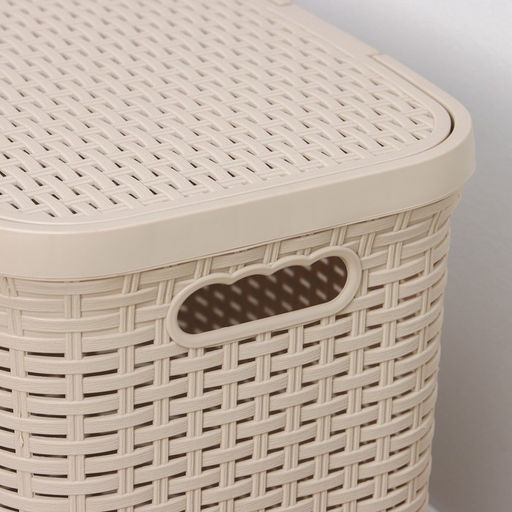 Корзина бельевая «Ротанг», 40 л, 37×29.5×48 см, с крышкой, цвет латте