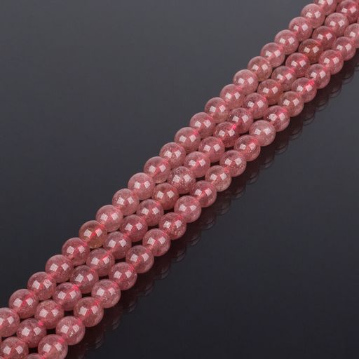 Бусины для украшений из Клубничного кварца (62 бусины) 39 см