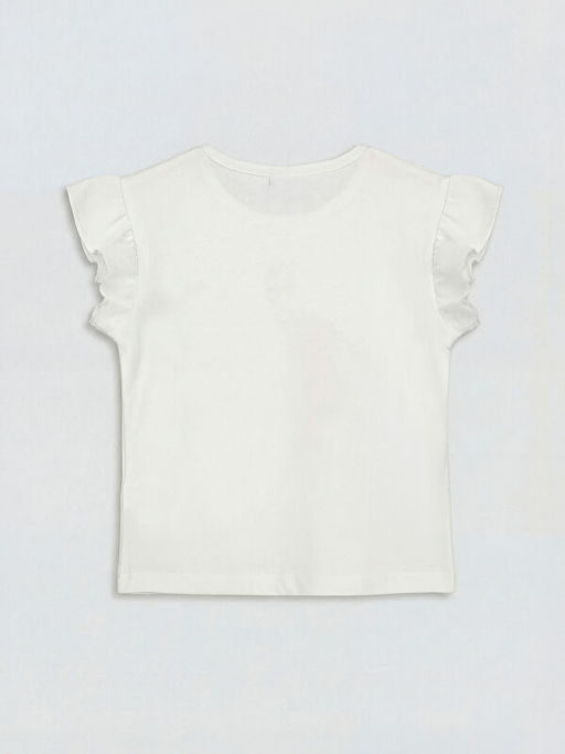 Bisiklet Yaka Bask?l? K?z ?ocuk F?rf?rl? Ti??rt