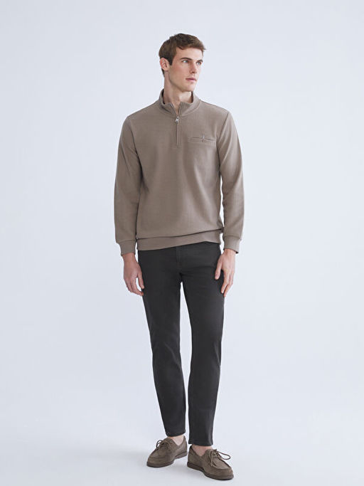 Fermuarl? Dik Yaka Erkek Sweatshirt