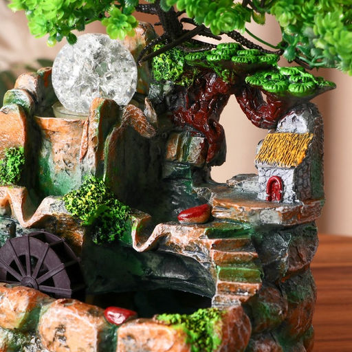 Фонтан настольный «Дерево на камнях, домик с лестницей», 14×19×20 см, подсветкой