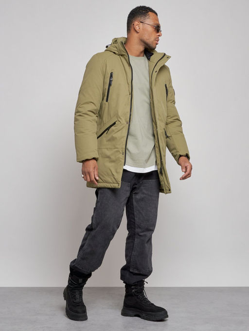 Парка мужская зимняя удлиненная молодежная зеленого цвета 8305Z - Wonderrman фото 4