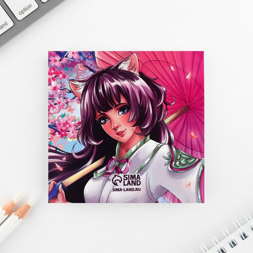 Цена за 2 шт. Подарочный набор блокнот-раскраска и восковые мелки «Аниме»