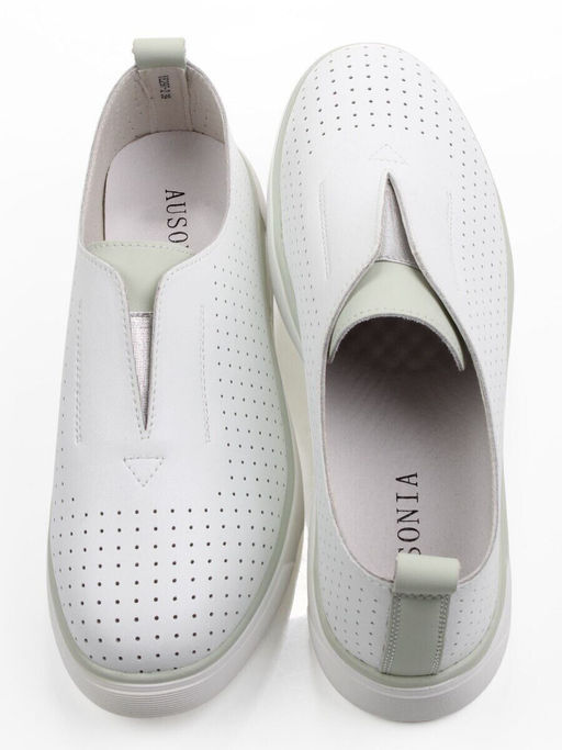 06-YE297-1 WHITE/OLIVE Туфли летние женские (натуральная кожа)