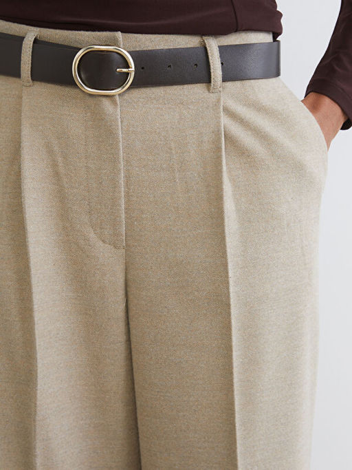 Beli Kemerli Geni? Pa?a Kad?n Pantolon