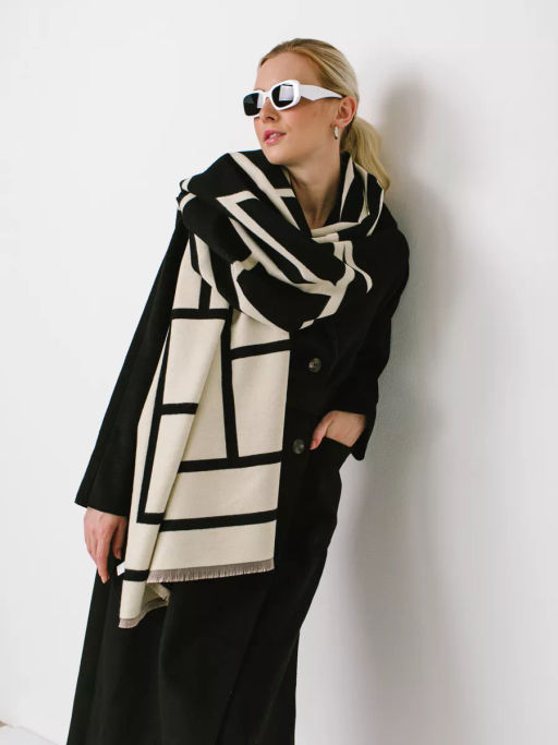 В составе шерсть и кашемир! теплый двусторонний палантин - Tantino фото 12