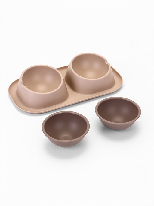 Миска для животных Дубль Мини 0.2 л, Soft-touch, каппучино - Simaland фото 3