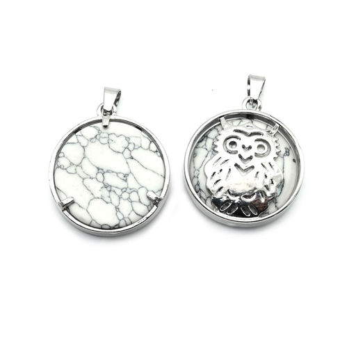 Подвеска Сова 27*27мм с кахолонгом имитация