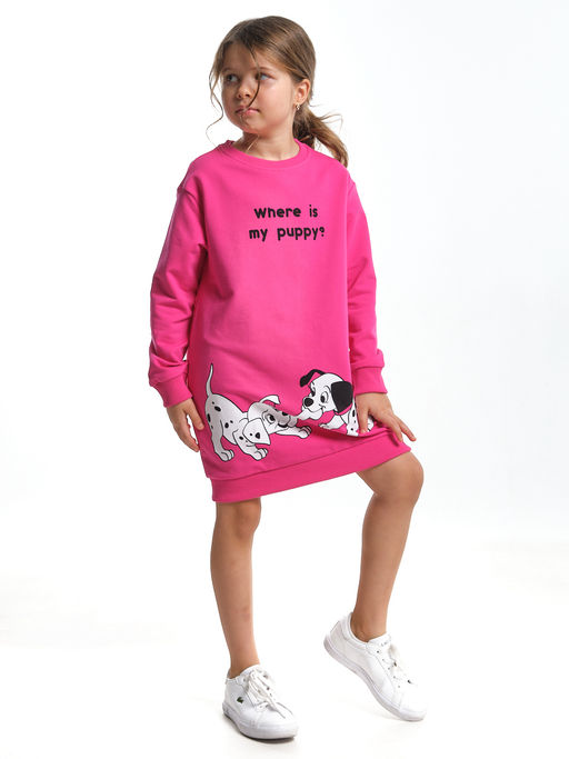 Платье с принтом из футера UD 7743 малина - Mini maxi фото 4