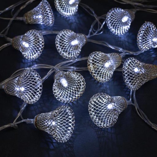 Гирлянда Нить 4 м с насадками Колокольчик, IP20, прозрачная нить, 20 LED, свечение белое, 8 режимов, 220 В
