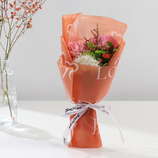 Букет из мыльных лепестков для ванны «Гвоздики», подарочный, 11×8×25 см