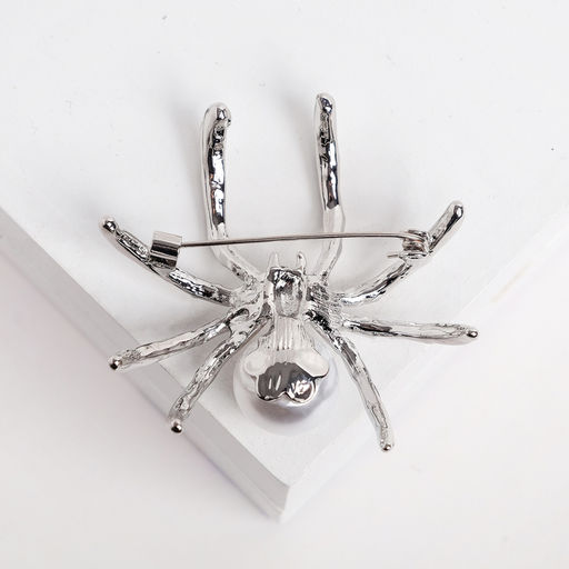 Цена за 2 шт. Брошь «Паук» жемчужинка, цвет белый в серебре