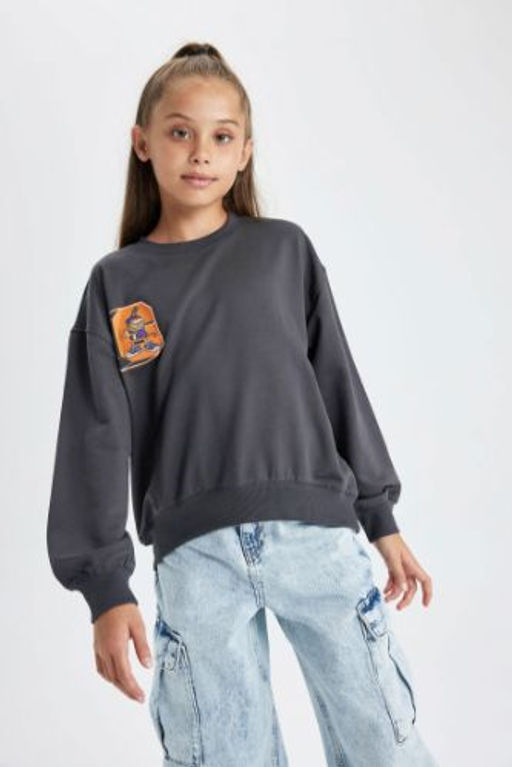K?z Cocuk Garfield Bisiklet Yaka Sweatshirt