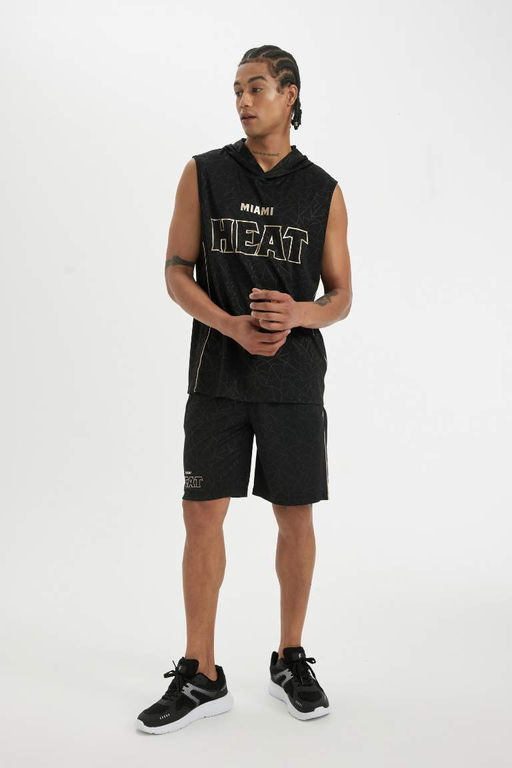 DeFactoFit Майка из плотной ткани стандартного кроя с капюшоном NBA Miami Heat  фото 2