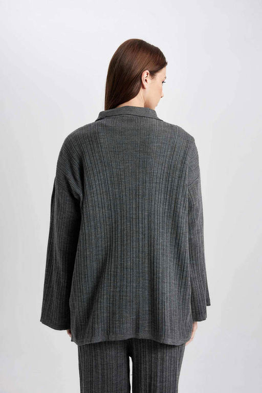 Кардиган стандартного кроя с воротником-поло - Defacto фото 6